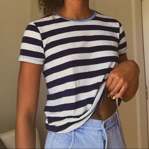 Blue and white striped tee